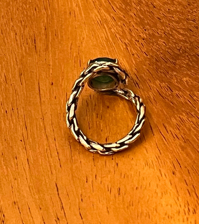 Groene onyx chainring, sterling zilver, maat 11