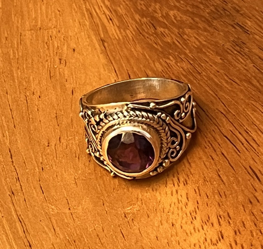 Amethyst ring, Sterling zilver, maat 18