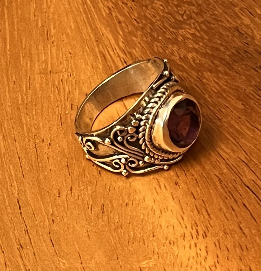 Amethyst ring, Sterling zilver, maat 18